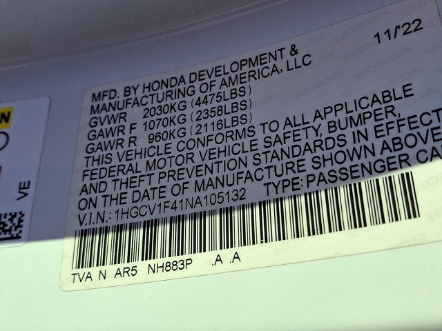 2022 Honda Accord Sedan Sport SE